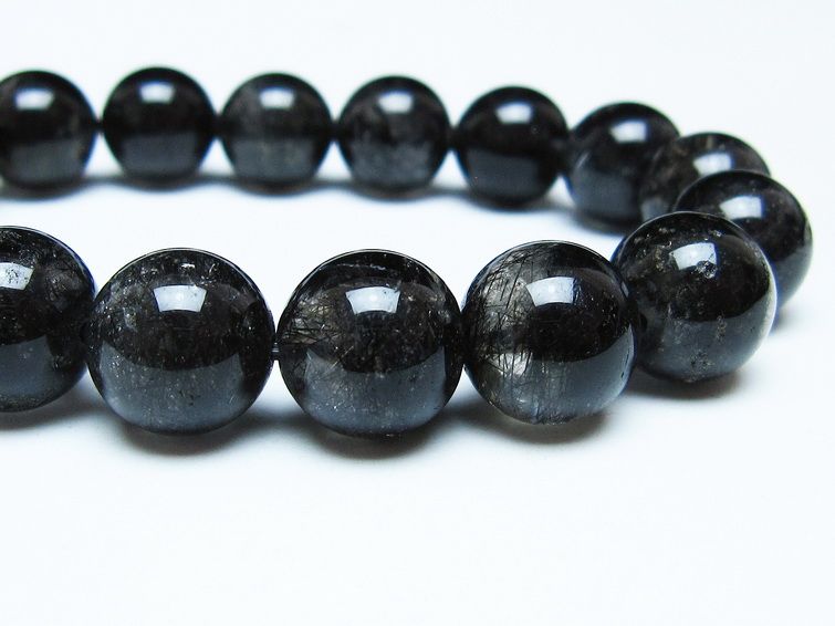 ブラックルチルクォーツ ブレスレット 12mm ブラックトルマリン トルマリネイテッドクォーツ 一点物 メール便可 [M便 1/10] 111-47106
