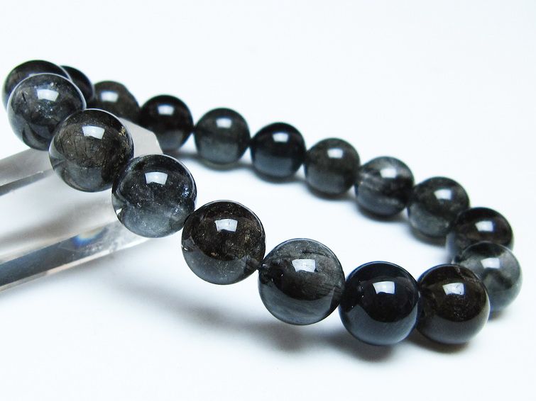 ブラックルチルクォーツ ブレスレット 12mm ブラックトルマリン トルマリネイテッドクォーツ 一点物 メール便可 [M便 1/10] 111-47107