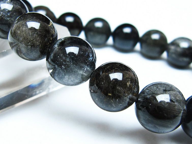 ブラックルチルクォーツ ブレスレット 12mm ブラックトルマリン トルマリネイテッドクォーツ 一点物 メール便可 [M便 1/10] 111-47107