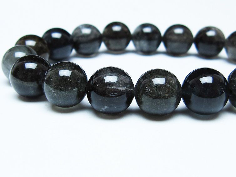 ブラックルチルクォーツ ブレスレット 12mm ブラックトルマリン トルマリネイテッドクォーツ 一点物 メール便可 [M便 1/10] 111-47107