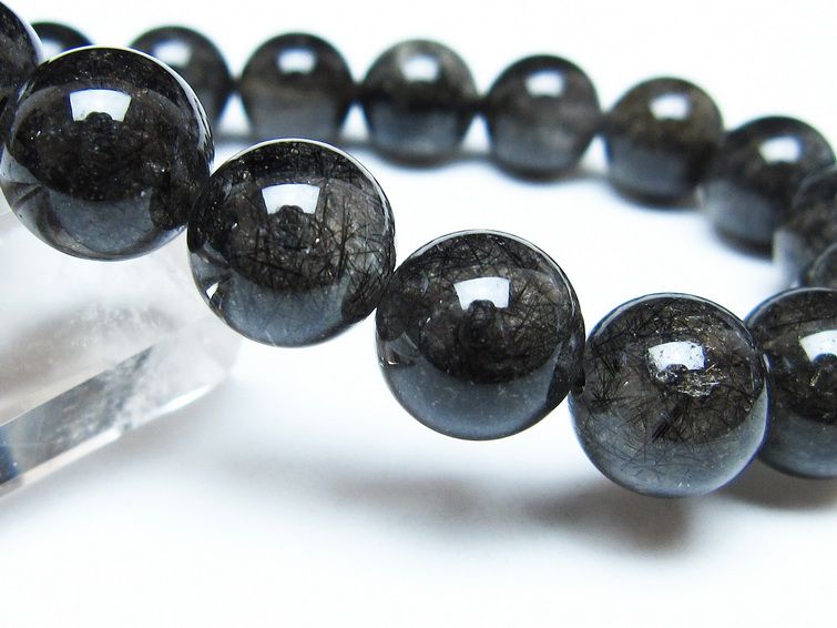 ブラックルチルクォーツ ブレスレット 12mm ブラックトルマリン トルマリネイテッドクォーツ 一点物 メール便可 [M便 1/10] 111-47108