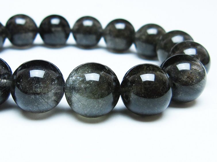 ブラックルチルクォーツ ブレスレット 13mm ブラックトルマリン トルマリネイテッドクォーツ 一点物 メール便可 [M便 1/10] 111-47110
