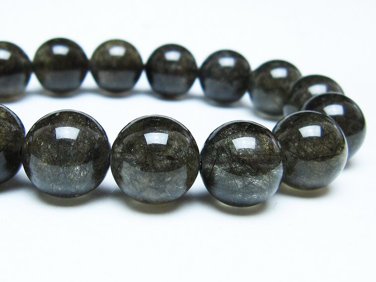 ブラックルチルクォーツ ブレスレット 13mm ブラックトルマリン トルマリネイテッドクォーツ 一点物 メール便可 [M便 1/10] 111-47119
