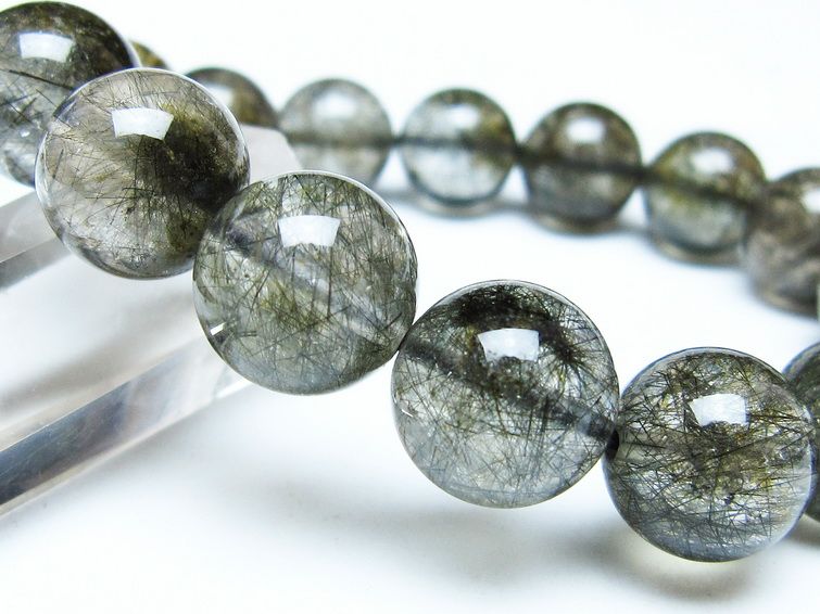 ブラックルチルクォーツ ブレスレット 13mm ブラックトルマリン トルマリネイテッドクォーツ 一点物 メール便可 [M便 1/10] 111-47121