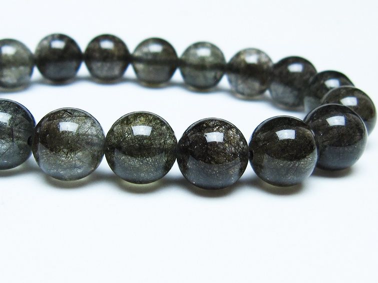 ブラックルチルクォーツ ブレスレット 11mm ブラックトルマリン トルマリネイテッドクォーツ 一点物 メール便可 [M便 1/10] 111-47124