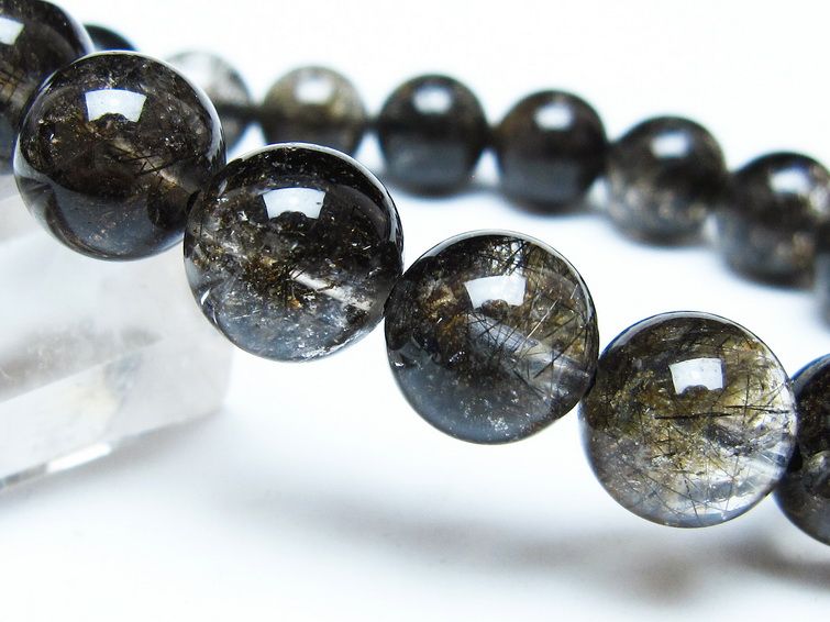 ブラックルチルクォーツ ブレスレット 11mm ブラックトルマリン トルマリネイテッドクォーツ 一点物 メール便可 [M便 1/10] 111-47125