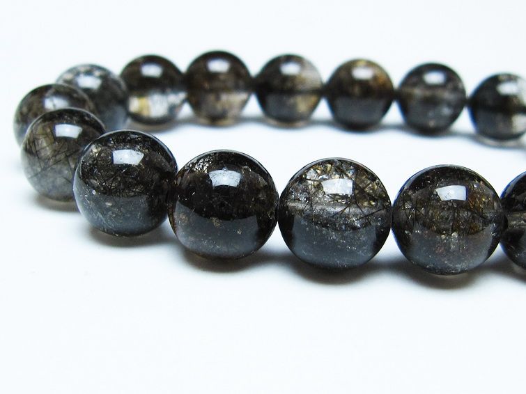ブラックルチルクォーツ ブレスレット 11mm ブラックトルマリン トルマリネイテッドクォーツ 一点物 メール便可 [M便 1/10] 111-47125