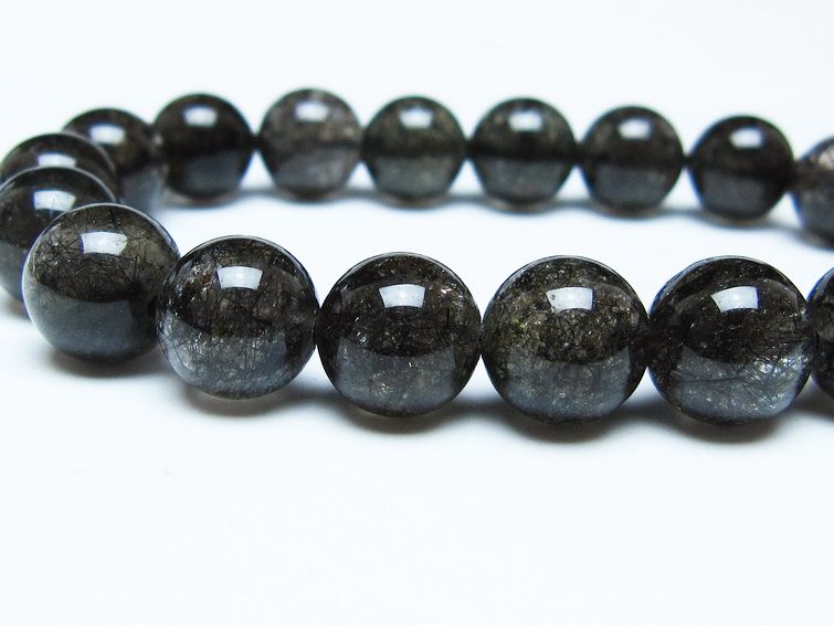 ブラックルチルクォーツ ブレスレット 11mm ブラックトルマリン トルマリネイテッドクォーツ 一点物 メール便可 [M便 1/10] 111-47126