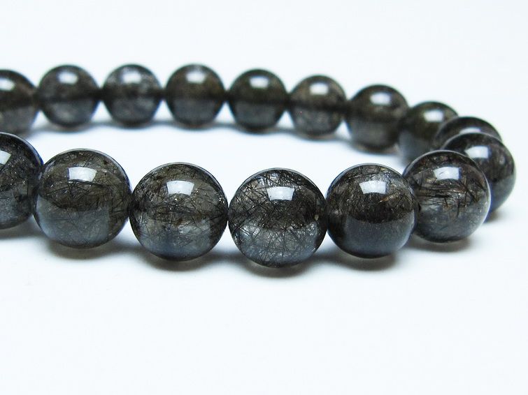 ブラックルチルクォーツ ブレスレット 11mm ブラックトルマリン トルマリネイテッドクォーツ 一点物 メール便可 [M便 1/10] 111-47127