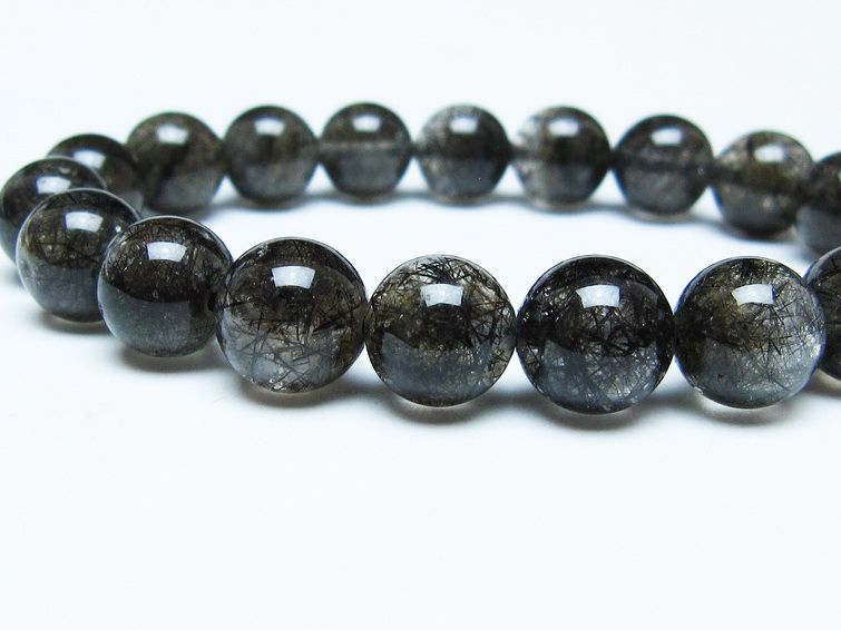 ブラックルチルクォーツ ブレスレット 11mm ブラックトルマリン トルマリネイテッドクォーツ 一点物 メール便可 [M便 1/10] 111-47128