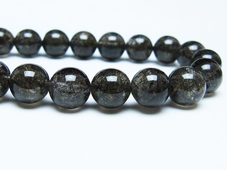 ブラックルチルクォーツ ブレスレット 10mm ブラックトルマリン トルマリネイテッドクォーツ 一点物 メール便可 [M便 1/10] 111-47130