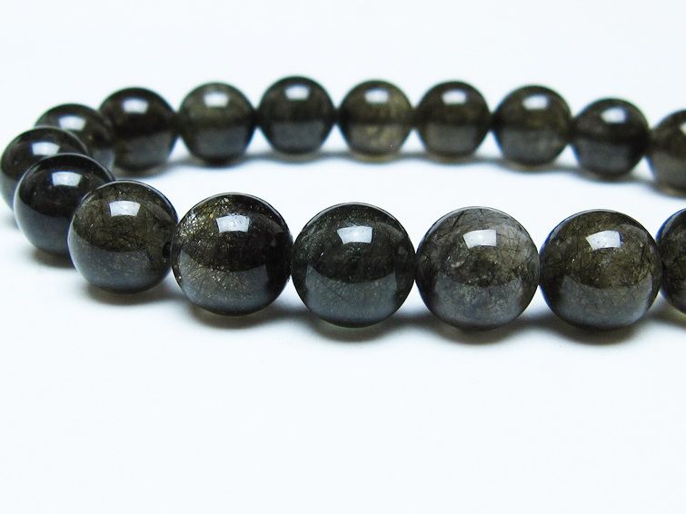 ブラックルチルクォーツ ブレスレット 10mm ブラックトルマリン トルマリネイテッドクォーツ 一点物 メール便可 [M便 1/10] 111-47131