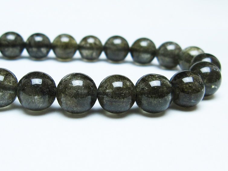 ブラックルチルクォーツ ブレスレット 9mm ブラックトルマリン トルマリネイテッドクォーツ 一点物 メール便可 [M便 1/10] 111-47138