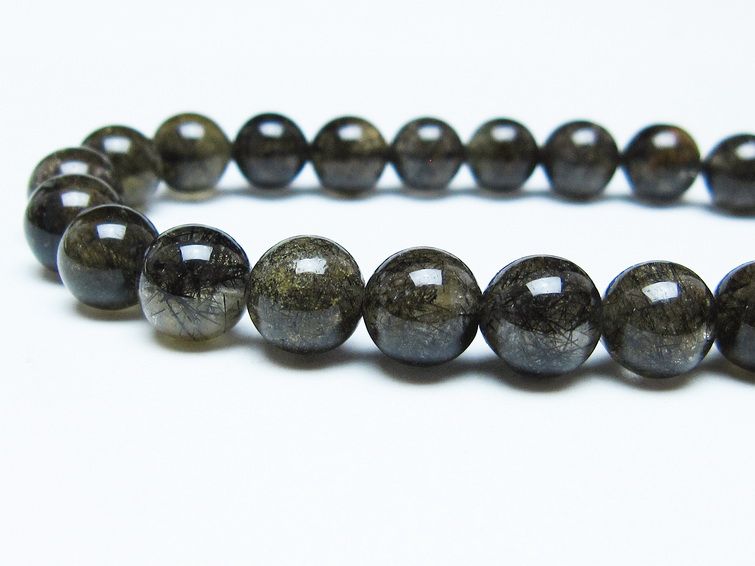 ブラックルチルクォーツ ブレスレット 8mm ブラックトルマリン トルマリネイテッドクォーツ 一点物 メール便可 [M便 1/10] 111-47139
