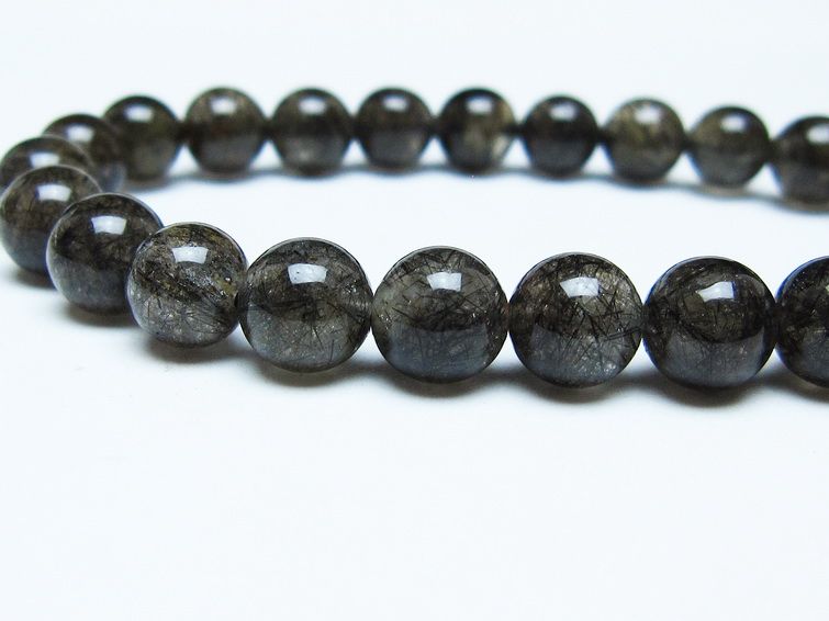 ブラックルチルクォーツ ブレスレット 8mm ブラックトルマリン トルマリネイテッドクォーツ 一点物 メール便可 [M便 1/10] 111-47140