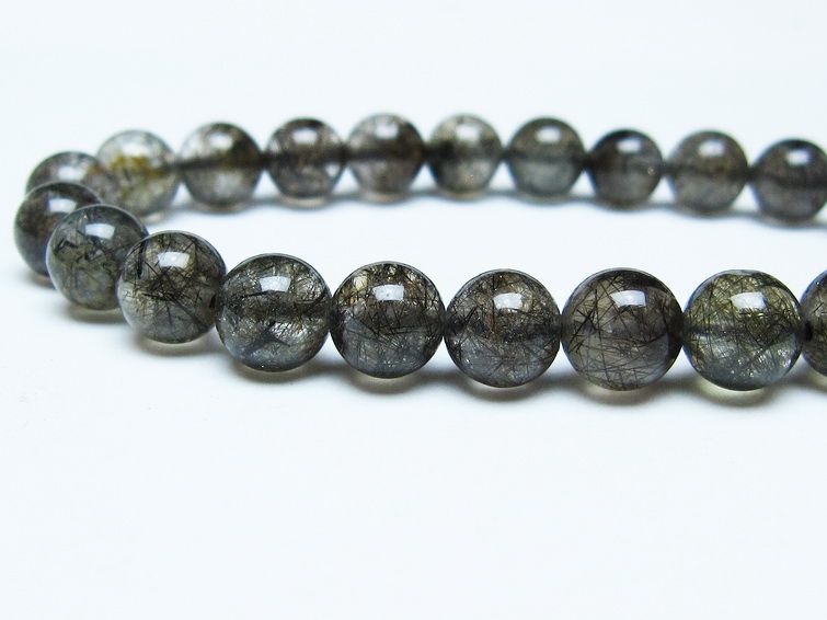 ブラックルチルクォーツ ブレスレット 8mm ブラックトルマリン トルマリネイテッドクォーツ 一点物 メール便可 [M便 1/10] 111-47142