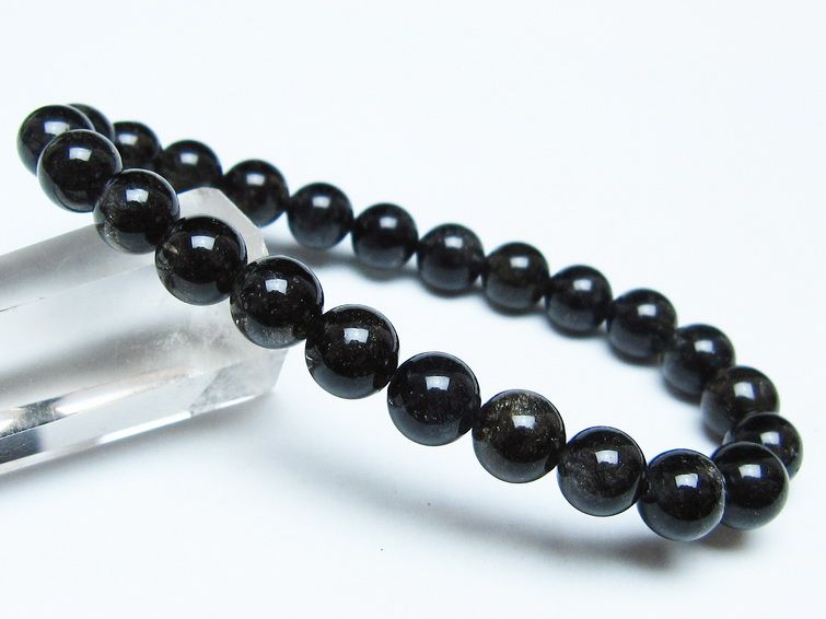 ブラックルチルクォーツ ブレスレット 8mm ブラックトルマリン トルマリネイテッドクォーツ 一点物 メール便可 [M便 1/10] 111-47147