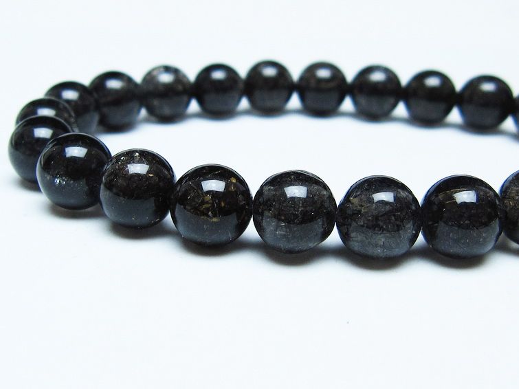 ブラックルチルクォーツ ブレスレット 8mm ブラックトルマリン トルマリネイテッドクォーツ 一点物 メール便可 [M便 1/10] 111-47149