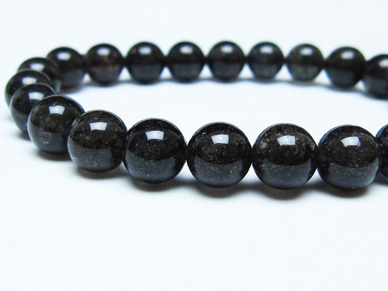 ブラックルチルクォーツ ブレスレット 8mm ブラックトルマリン トルマリネイテッドクォーツ 一点物 メール便可 [M便 1/10] 111-47150