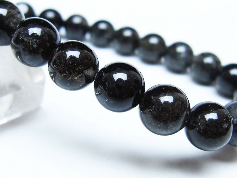 ブラックルチルクォーツ ブレスレット 8mm ブラックトルマリン トルマリネイテッドクォーツ 一点物 メール便可 [M便 1/10] 111-47154