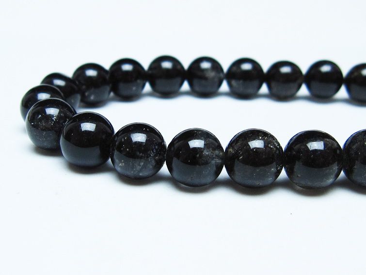 ブラックルチルクォーツ ブレスレット 8mm ブラックトルマリン トルマリネイテッドクォーツ 一点物 メール便可 [M便 1/10] 111-47154