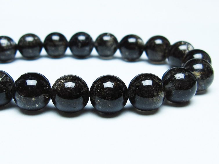 ブラックルチルクォーツ ブレスレット 10mm ブラックトルマリン トルマリネイテッドクォーツ 一点物 メール便可 [M便 1/10] 111-47160