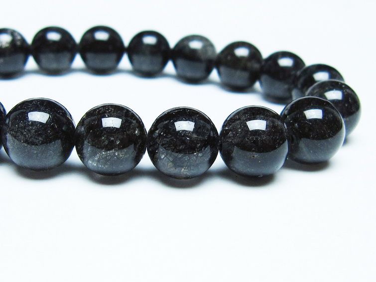 ブラックルチルクォーツ ブレスレット 10mm ブラックトルマリン トルマリネイテッドクォーツ 一点物 メール便可 [M便 1/10] 111-47161