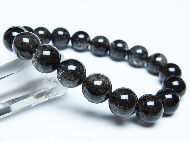 ブラックルチルクォーツ ブレスレット 11mm ブラックトルマリン トルマリネイテッドクォーツ 一点物 メール便可 [M便 1/10] 111-47162