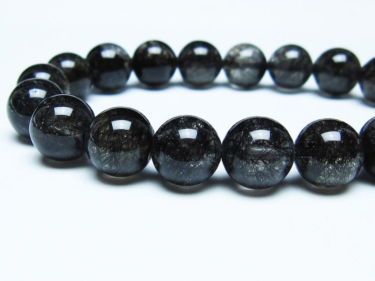 ブラックルチルクォーツ ブレスレット 11mm ブラックトルマリン トルマリネイテッドクォーツ 一点物 メール便可 [M便 1/10] 111-47162