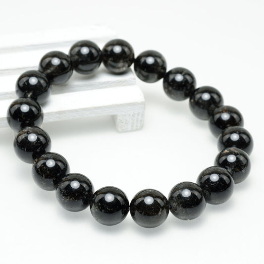 ブラックルチルクォーツ ブレスレット 12mm ブラックトルマリン トルマリネイテッドクォーツ 一点物 メール便可 [M便 1/10] 111-47163