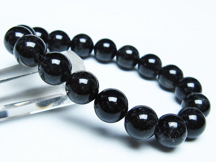 ブラックルチルクォーツ ブレスレット 12mm ブラックトルマリン トルマリネイテッドクォーツ 一点物 メール便可 [M便 1/10] 111-47163