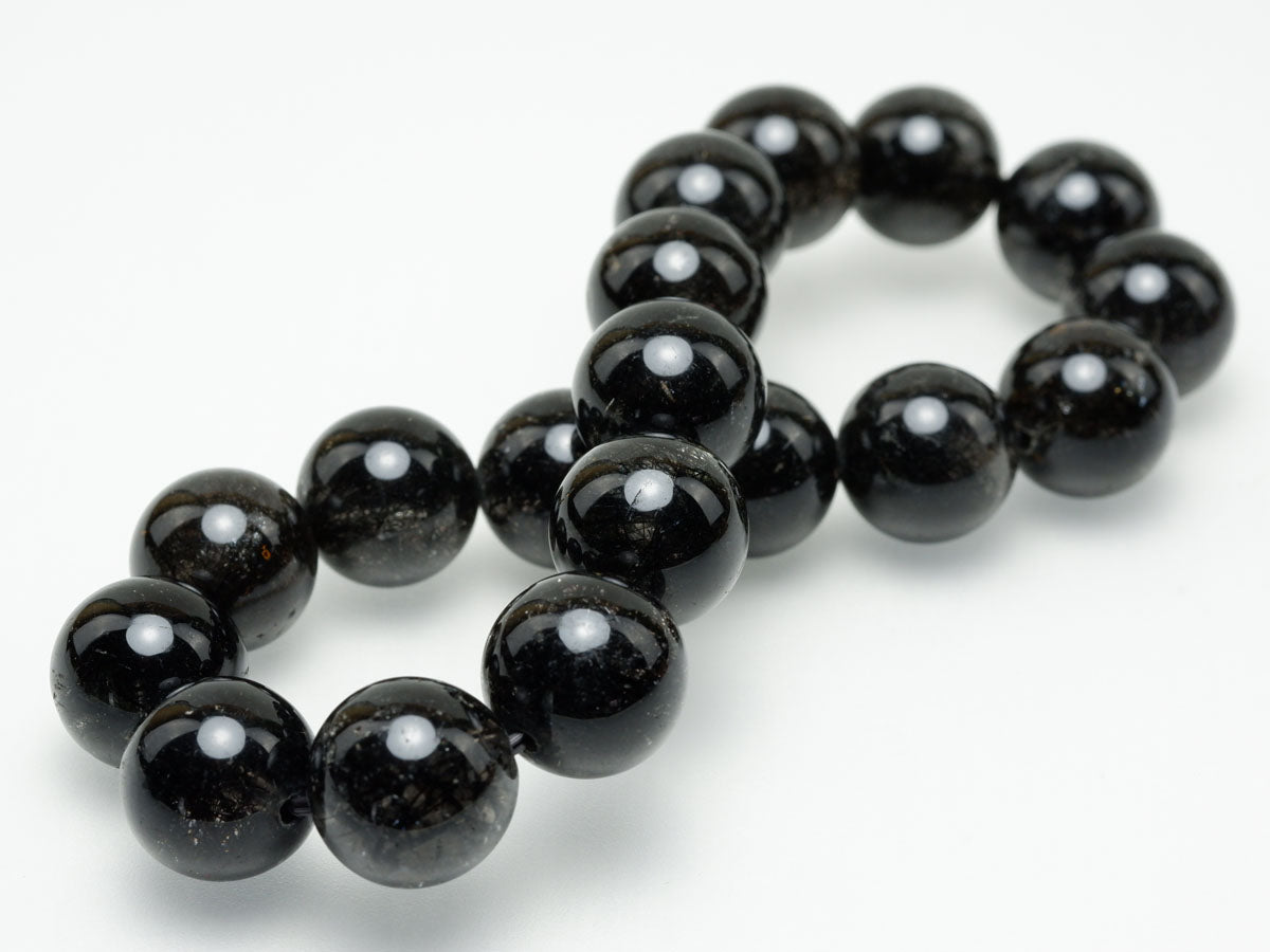ブラックルチルクォーツ ブレスレット 12mm ブラックトルマリン トルマリネイテッドクォーツ 一点物 メール便可 [M便 1/10] 111-47163