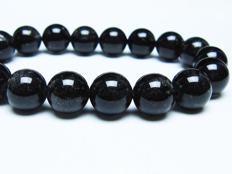 ブラックルチルクォーツ ブレスレット 12mm ブラックトルマリン トルマリネイテッドクォーツ 一点物 メール便可 [M便 1/10] 111-47163