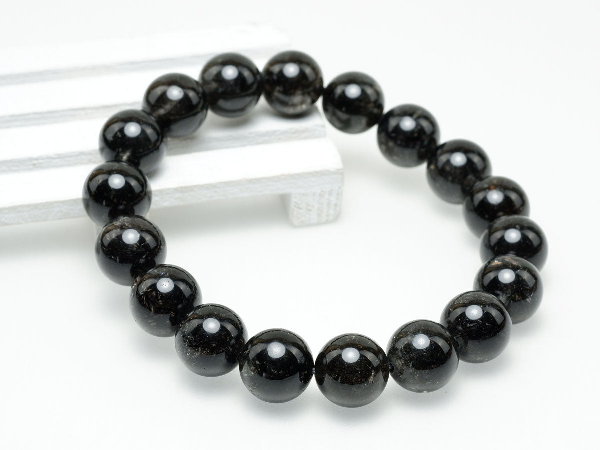 ブラックルチルクォーツ ブレスレット 12mm ブラックトルマリン トルマリネイテッドクォーツ 一点物 メール便可 [M便 1/10] 111-47163