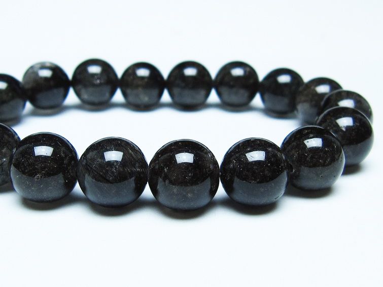 ブラックルチルクォーツ ブレスレット 12mm ブラックトルマリン トルマリネイテッドクォーツ 一点物 メール便可 [M便 1/10] 111-47164