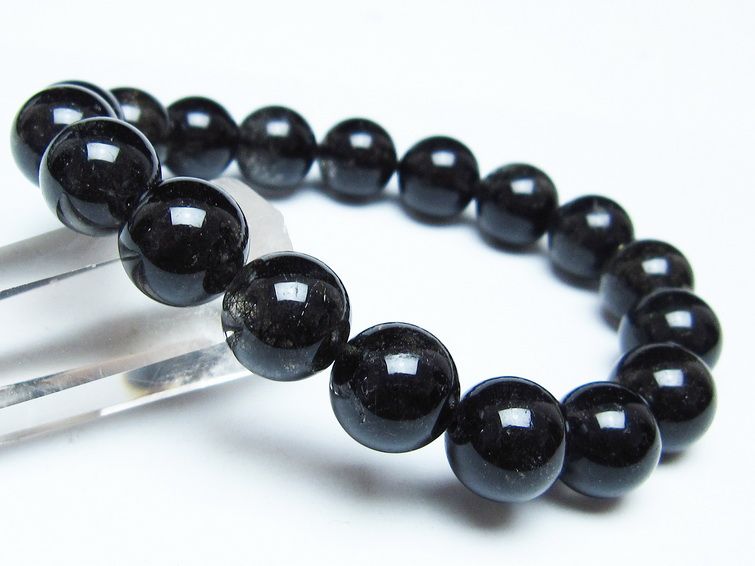 ブラックルチルクォーツ ブレスレット 12mm ブラックトルマリン トルマリネイテッドクォーツ 一点物 メール便可 [M便 1/10] 111-47165