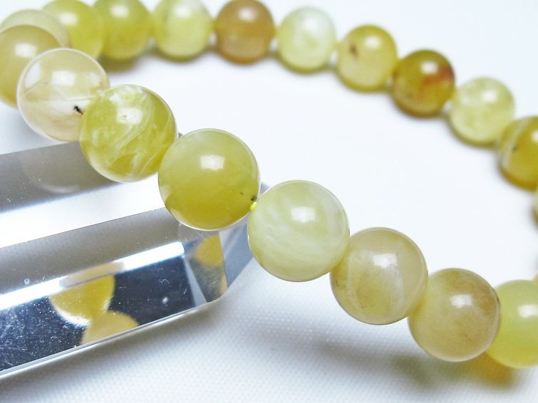 オパール ブレスレット 9mm イエローオパール コモンオパール 一点物 メール便可 [M便 1/10] 111-48627