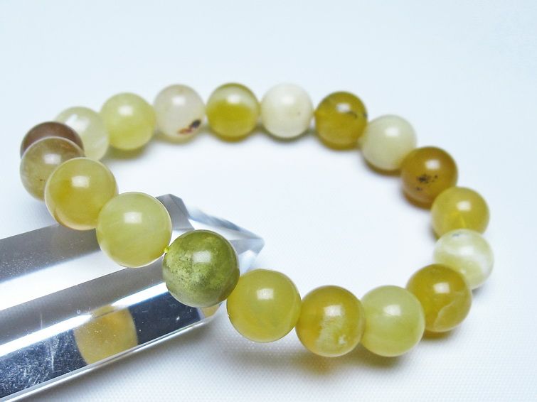 オパール ブレスレット 10mm イエローオパール コモンオパール 一点物 メール便可 [M便 1/10] 111-48628