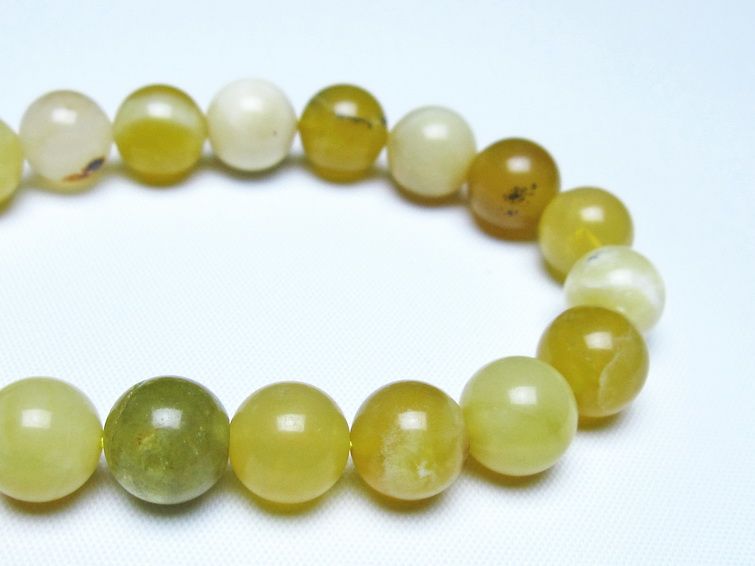 オパール ブレスレット 10mm イエローオパール コモンオパール 一点物 メール便可 [M便 1/10] 111-48628