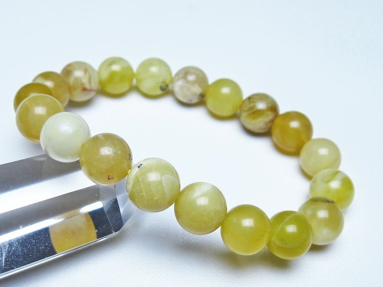 オパール ブレスレット 10mm イエローオパール コモンオパール 一点物 メール便可 [M便 1/10] 111-48629
