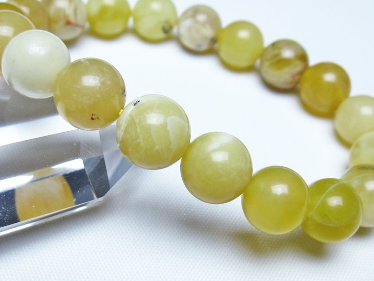 オパール ブレスレット 10mm イエローオパール コモンオパール 一点物 メール便可 [M便 1/10] 111-48629