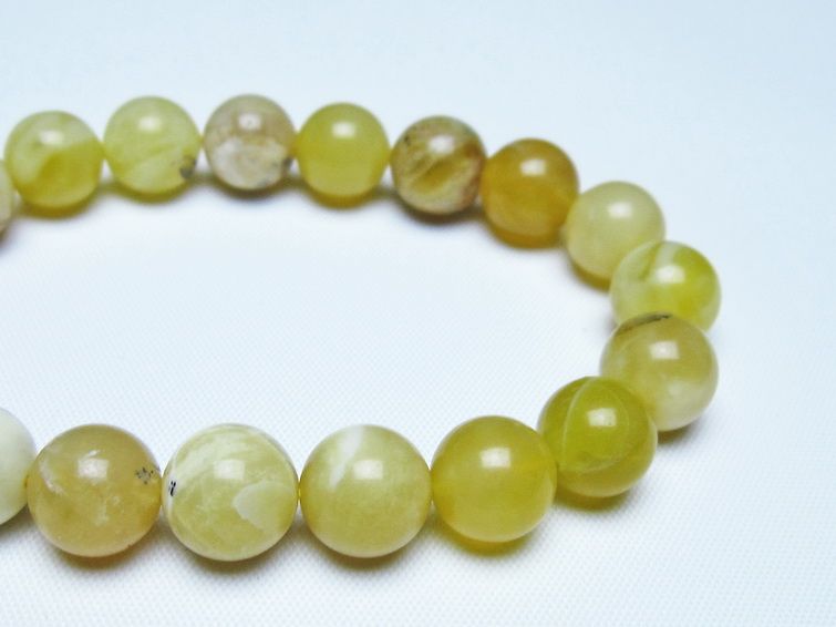 オパール ブレスレット 10mm イエローオパール コモンオパール 一点物 メール便可 [M便 1/10] 111-48629