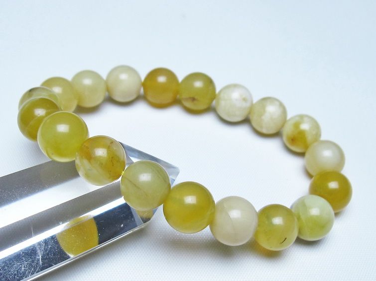 オパール ブレスレット 10mm イエローオパール コモンオパール 一点物 メール便可 [M便 1/10] 111-48630