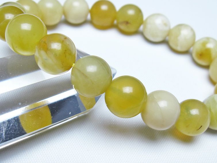 オパール ブレスレット 10mm イエローオパール コモンオパール 一点物 メール便可 [M便 1/10] 111-48630