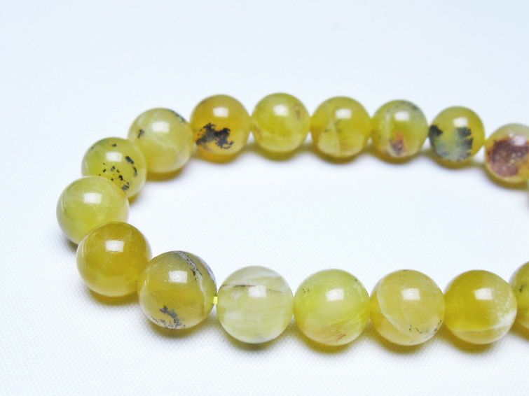 オパール ブレスレット 10mm イエローオパール コモンオパール 一点物 メール便可 [M便 1/10] 111-48631