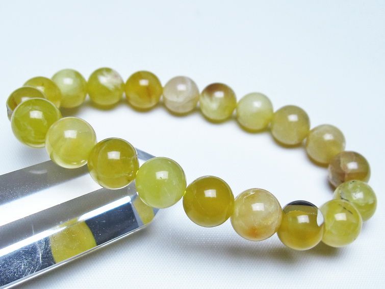 オパール ブレスレット 10mm イエローオパール コモンオパール 一点物 メール便可 [M便 1/10] 111-48632