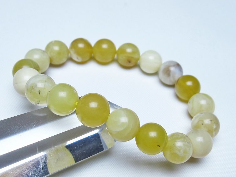 オパール ブレスレット 10mm イエローオパール コモンオパール 一点物 メール便可 [M便 1/10] 111-48633