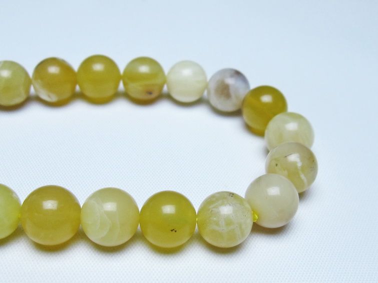 オパール ブレスレット 10mm イエローオパール コモンオパール 一点物 メール便可 [M便 1/10] 111-48633