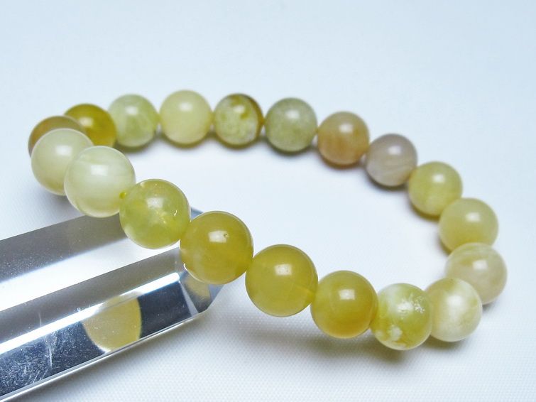 オパール ブレスレット 10mm イエローオパール コモンオパール 一点物 メール便可 [M便 1/10] 111-48635