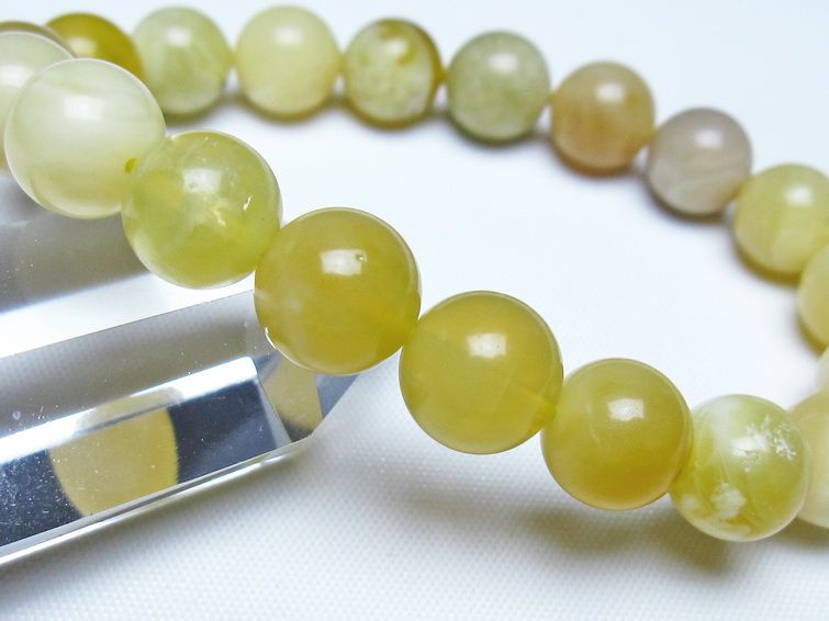 オパール ブレスレット 10mm イエローオパール コモンオパール 一点物 メール便可 [M便 1/10] 111-48635